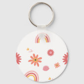 Porte-clés Cute Rainbow & Floral Pastel Pattern (Recto)