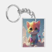 Porte-clés Cute Rainbow Kitten sur un nuage (Devant gauche)