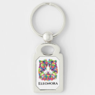 Porte-clés Cute Rainbow Tête de chat personnalisée