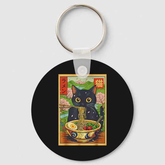 Porte-clés Cute Ramen Cat Nature Flowers Noodle Anime  (Recto)