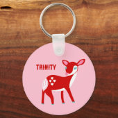 Porte-clés Cute Red Deer Valentine's Day Personnalisé (Recto)