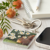 Porte-clés Cute Red Squirrel and Daisies (Devant Droit)