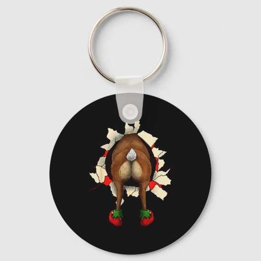 Porte-clés Cute Reindeer Butt Breakthrough Noël (Recto)