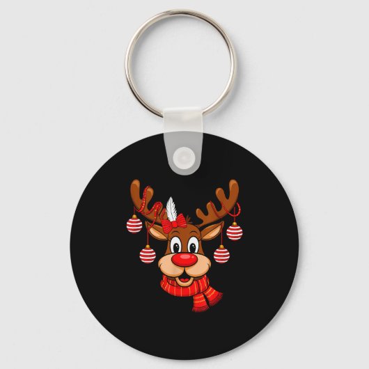 Porte-clés Cute Reindeer Christmas Red Nose Rudolph Xmas Kids (Recto)