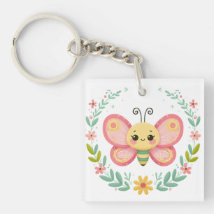 Porte-clés Cute, ressort/papillon