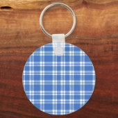 Porte-clés Cute Retro Blue Gingham Plaid Pattern (Recto)