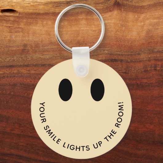 Porte-clés Cute Retro Smile Face Quote | Pastel Peach (Recto)