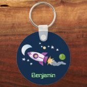 Porte-clés Cute rocket ship in space cartoon illustration (Recto)