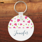Porte-clés Cute rose et vert Tumbling Hearts Motif (Recto)