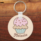 Porte-clés Cute Rose Frosting Cupcake Personnalisé (Recto)