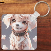 Porte-clés Cute Rose Golden Retriever Kids Nom personnalisé (Verso)