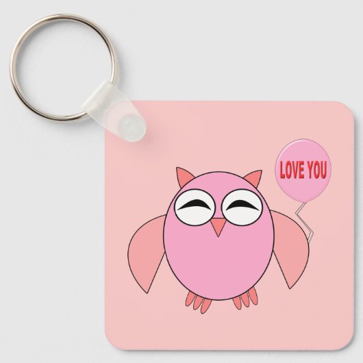 Porte-clés Cute Rose Love You Owl Custom (Recto)