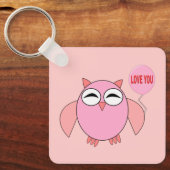 Porte-clés Cute Rose Love You Owl Custom (Recto)