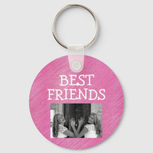 Porte-clés Cute Rose Meilleures Amis Besties BFF Ajouter Phot