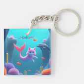 Porte-clés Cute rose Sirène Kitten (Dos)