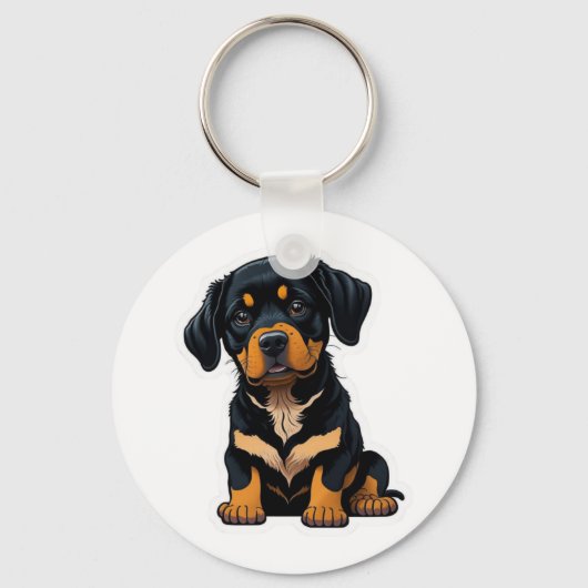 Porte-clés Cute Rottweiler - Cadeaux pour les propriétaires d (Recto)