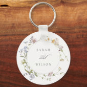 Porte-clés Cute Rustique Jaune Pré Floral Mariage Wreath (Recto)