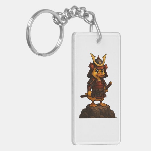 Porte-clés Cute Samurai Duck Keychain – Japanese Warrior Duck (Devant gauche)