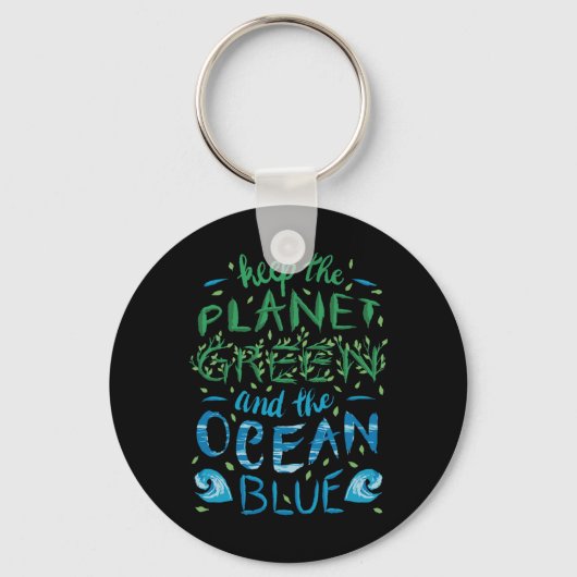 Porte-clés Cute Save Planet Ecology Eco Bleu Océan Vert (Recto)