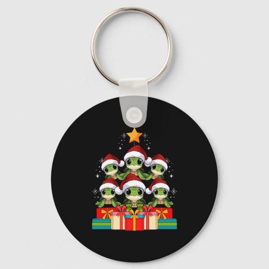 Porte-clés Cute Sea Turtle Le Ocean Christmas Tree Xmas Hat L (Recto)