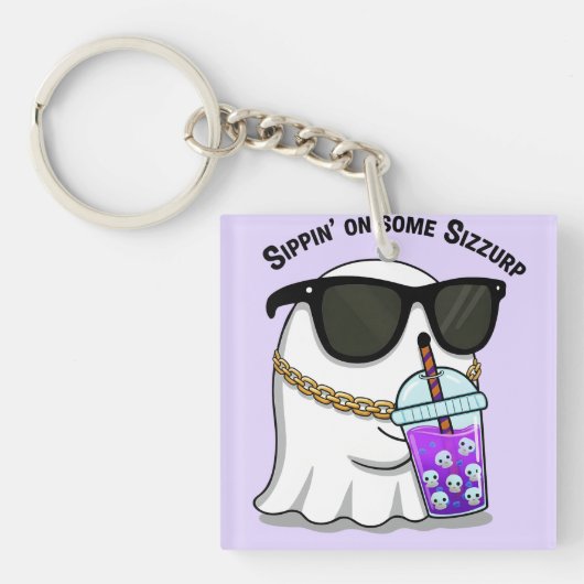 Porte-clés Cute Sizzurp Ghost Keychain – Funny Kawaii Ghost C (Devant)