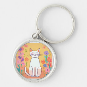 Porte-clés Cute Smiling Chat Porte - clé brillant