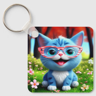 Porte-clés Cute souriant bleu Kitten-55665