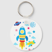 Porte-clés Cute Spacecraft Rocket Ships Pattern (Recto)