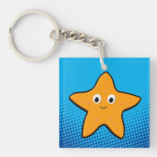 Porte-clés Cute Starfish Dessin Océan bleu (Devant)