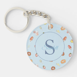 Porte-clés Cute? sucreries motif Monogramme Nom bleu