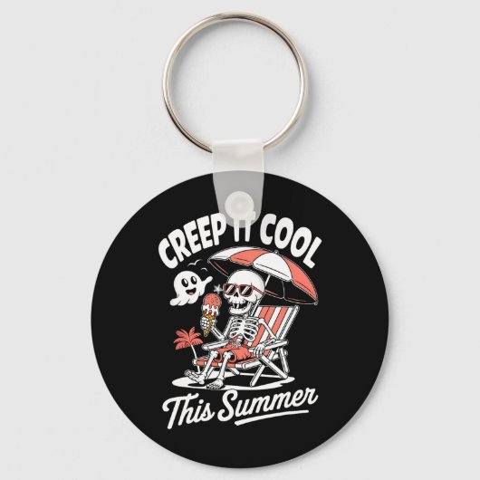 Porte-clés Cute Summerween Ghost Funny Beach Halloween (Recto)