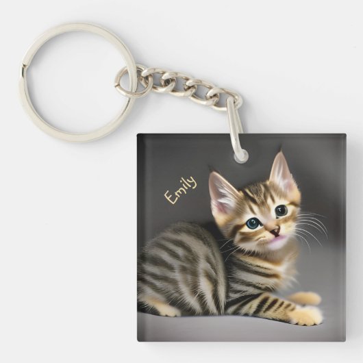 Porte-clés Cute tabby chatte bébé porte - clé (Devant)