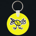 Porte-clés Cute tennis chick keychain gift<br><div class="desc">Cute tennis player chick cartoon keychain gift for girls,  coach,  mom etc. Custom sports theme key chains. Funny yellow ball key chain design. Fun Birthday party favor idea for tennis player.</div>