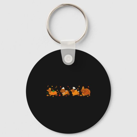 Porte-clés Cute Thanksgiving Dachshund Dogs Fall Gobble Prepp (Recto)