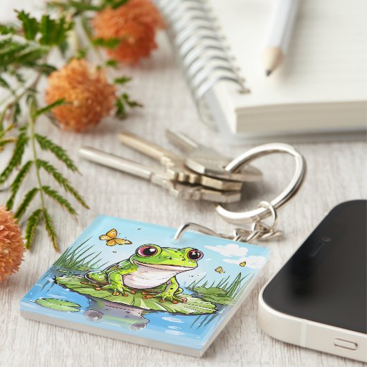 Porte-clés Cute Toad sur Lily Pad (Devant Droit)