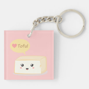 Porte-clés Cute Tofu demande aux gens d'aimer le tofu