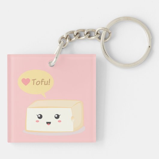Porte-clés Cute Tofu demande aux gens d'aimer le tofu (Dos)