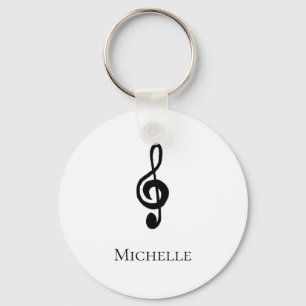 Porte-clés Cute Treble Clef Musical Black White