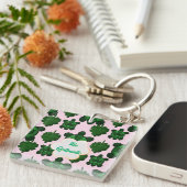 Porte-clés Cute Turtle Leaves Seamless Pattern, Tropical  (Devant Droit)