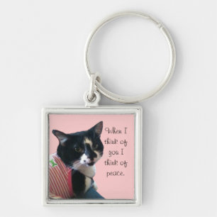 Porte-clés Cute Tuxedo Chat Pensez aux Porte - clés de la pai