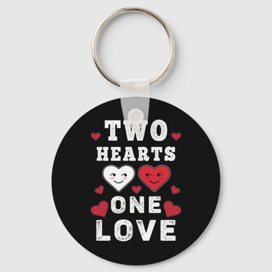 Porte-clés Cute Two Hearts One Love Anniversaire Saint-Valent (Recto)