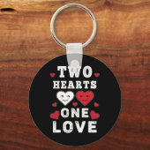 Porte-clés Cute Two Hearts One Love Anniversaire Saint-Valent (Recto)