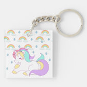 Porte-clés Cute Unicorn et Rainbows Personnalisé (Dos)