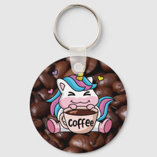 Porte-clés Cute Unicorne avec café