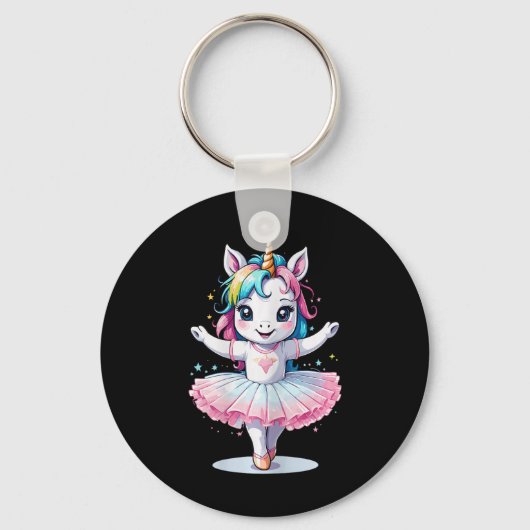 Porte-clés Cute Unique Et Moderne Unicorn Ballet Et Ballerin (Recto)