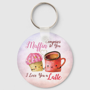 Porte-clés Cute Valentine's Day Cupcake et café Mug Couple