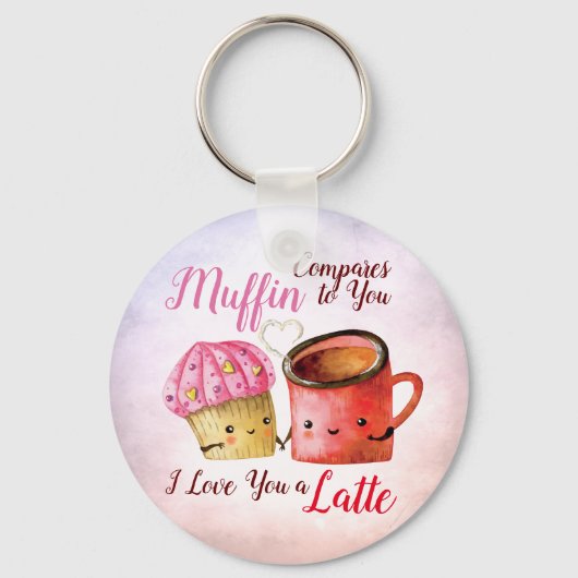 Porte-clés Cute Valentine's Day Cupcake et café Mug Couple (Recto)