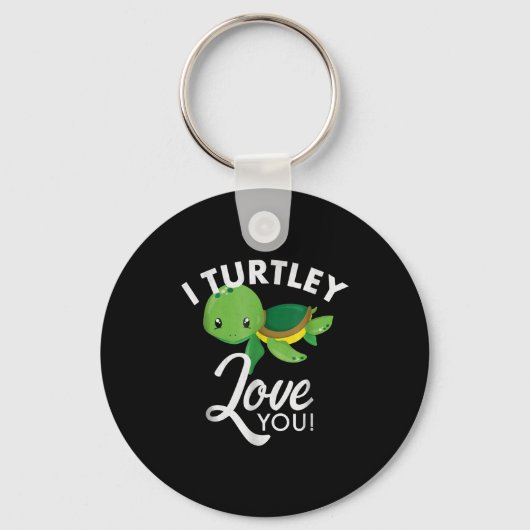 Porte-clés Cute Valentines Tortue I Turtley Vous Aime (Recto)
