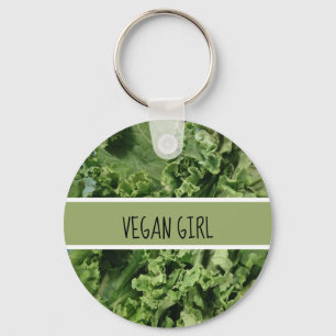 Porte-clés Cute Vegan Girl Green Kale