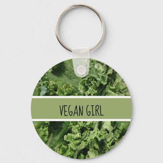 Porte-clés Cute Vegan Girl Green Kale (Recto)
